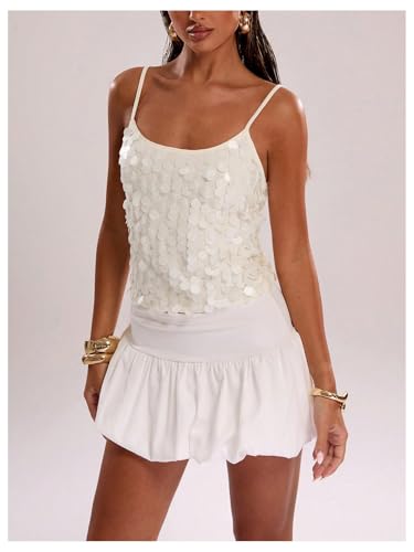 SOLY HUX Women's Sequin Cami Tops Spaghetti Strap Scoop Neck Summer Camisole Going Out Party Club Top3