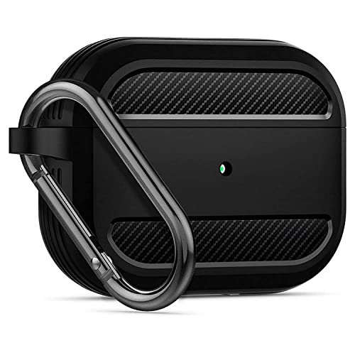 Sounce Tough Case Compatible with AirPods Pro Case with Carabiner, Rugged Protective Cover for AirPods Pro Case, Scratch Resistant, Drop Protection, Shock Armor Series - (Matte Black)