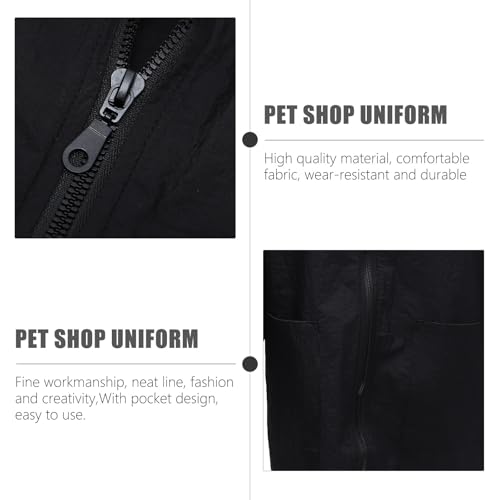 Uniforme imperméable nylon noir fermeture éclair longue pour toilettage - 8