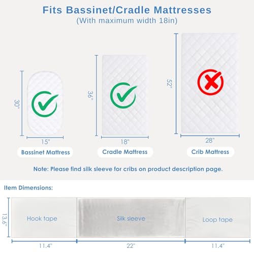 Image of PROMEED 100% Mulberry Silk Bassinet Sleeve for Baby Bald Spots, Preminium 23 Momme Silk Bassinet Half Sheet for Baby Hair Loss (Light Grey)