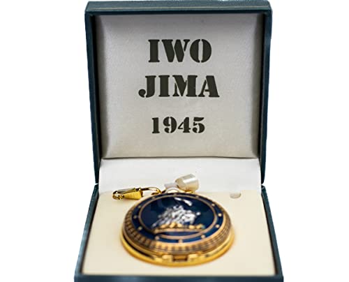 Trendy Zone 21 Soldier Raising The Flag On Iwo Jima Gold Tone Quartz Analog Roman Numerals Pocket Watch And Long Chain With Gift Box I Memorable Gift For Men & Women #TOP3