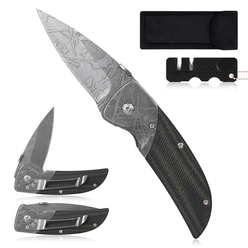 Image of SUINHE Outdoor pocket hunting knife, G10 Handle Folding Pocket Knife, Outdoor Camping Hunting