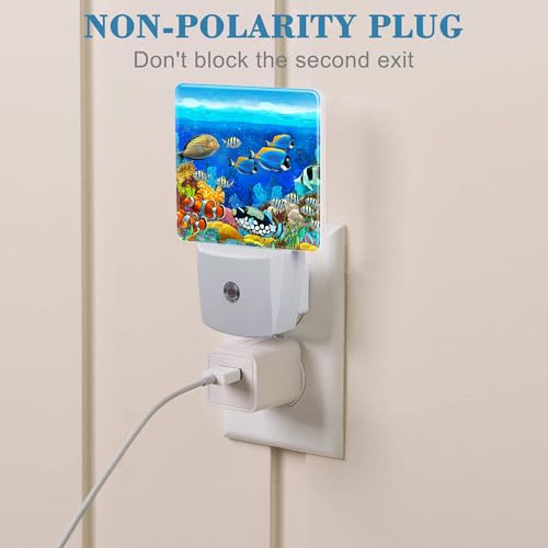 Image of Colorful Seabed Coral Reef Night Light for Kids, LED Night Light Plug into Wall with Dusk to Dawn Sensor for Girls Boys Women Men Room Decor, Hallway, Kitchen, Bathroom, Nursery, Stairs