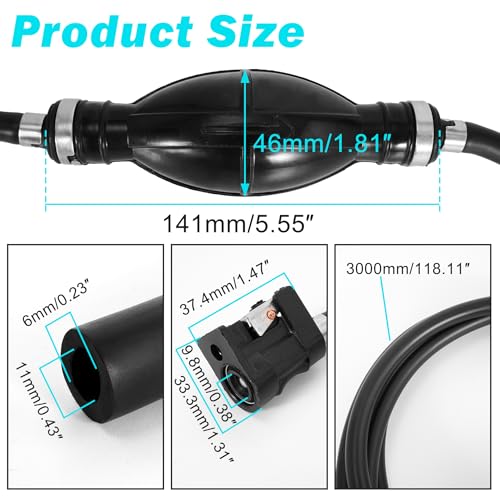 Image of 1 /4'' 6mm Fuel Line Assembly 10ft Marine Boat Fuel Line Outboard Primer Bulb Assembly with Connector Compatible with Outboard Motors