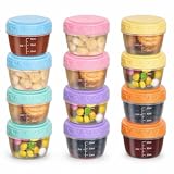 VINATO 12 Piezas Envases de Plástico con Tapa, Botes Cocina, Recipientes Herméticos para Alimentos Pequeños 80ml Sin BPA - Para Salsas, Especias & Snacks
