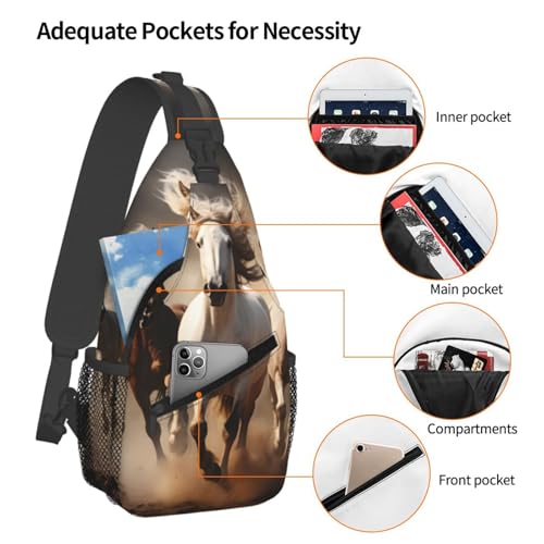 Bolso bandolera con diseño de caballo para mujeres y hombres miniatura 4
