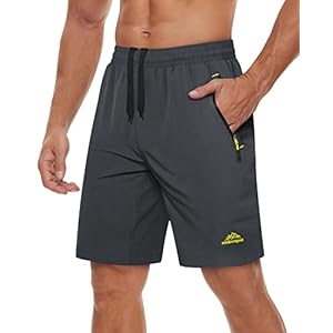 TACVASEN Men’s Quick-Drying Training Shorts, Running Shorts, Breathable Sports Shorts with Zip Pockets