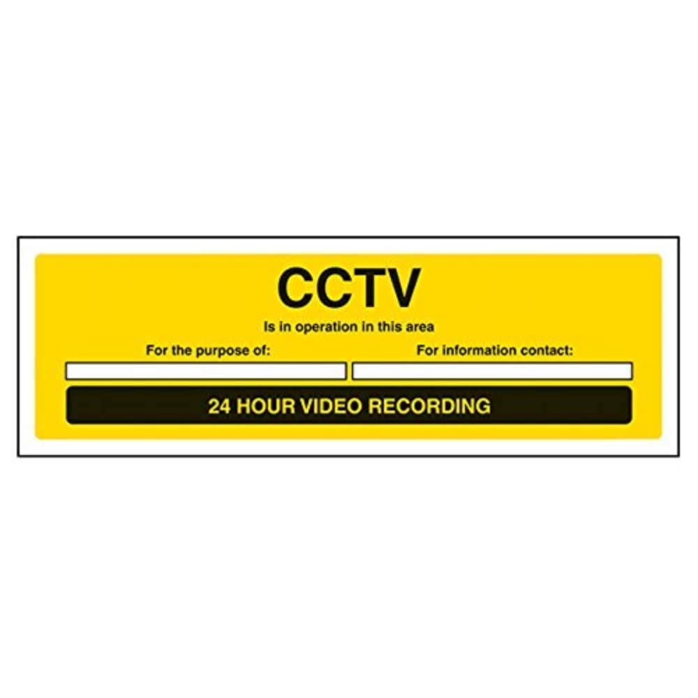 vsafety 63021 ax-r Generale segno di avvertimento cctv in funzionamento, in plastica rigida, paesaggio, 300 mm x 100 mm, colore: nero/giallo