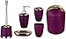 GMMH zestaw przyborów łazienkowych, 6-częściowy, dozownik mydła, szczotka do muszli klozetowej, komplet łazienkowy, kolor fioletowy