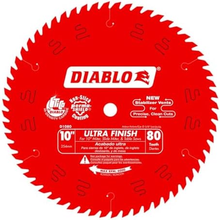 Diablo Ultra Finish Saw Blade for Wood - 10" Diameter, 80 Hi-ATB Teeth