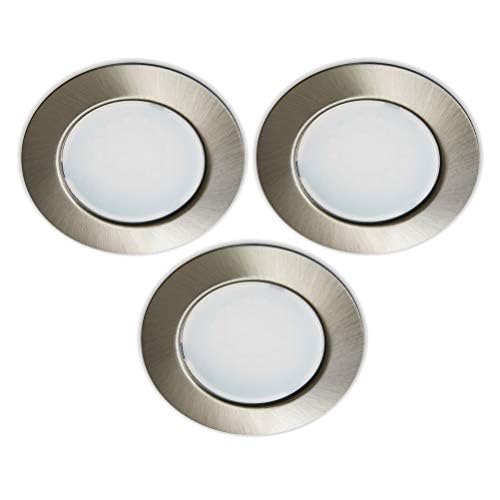 Trango 3er Set G4E-032 LED Möbel Einbaustrahler 12Volt AC/DC Einbauleuchte, Deckenleuchte Nickel matt zum Ersetzen herkömmlichen G4 Möbelleuchte, Küchenhaube Leuchte, Schrankleuchte usw.