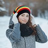 TUONYIS Rasta Hat, Knit Reggae Jamaican Cap, Rainbow Colorful Beanie Skull Hat, Hippie Slouchy Baggy Cap with Rasta Stripes for Adult Cosplay Party Decoration Winter Autumn (Rainbow) - Image 6
