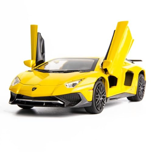 Image of 1:32 Scale Lamborghini LP750 Toy Car | Metal Pullback Diecast Car for Kids with Openable Doors, Sound, Light Effects Toy for Car Enthusiasts (Color As Per Available),yellow