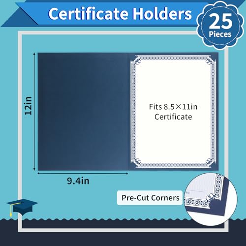 image for COIDEA 25 Packs Certificate Holders, Navy Blue Certificate Covers, Dip