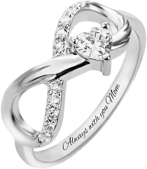 1/2 Birthstone Rings Infinity Band Mother Promise Rings Personalized Custom Name Jewelry Gifts for Women