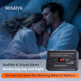 RV Carbon Monoxide & Propane Detector, 2-in-1 CO/LP Detector with Real-Time Digital Display, Indicator Lights & Loud Alerts, 12V DC, Easy Install for RVs, Travel Trailers & Campers