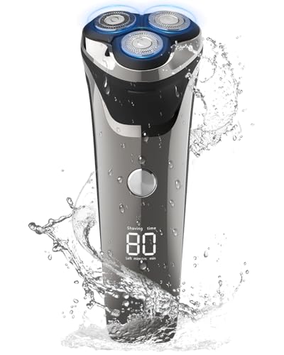 Rantizon Maquinilla de afeitar eléctrica para hombre, 2024 profesional en seco y húmedo para hombre, recargable por USB, IPX7, impermeable, con recortadora emergente, inalámbrica, 4D, rotativa para