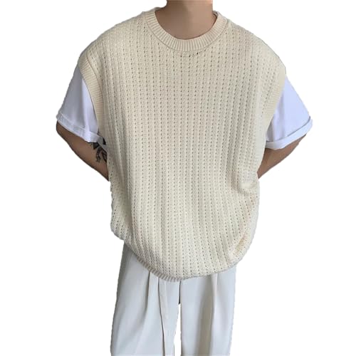 Men's Sweater Vest Loose Casual Warm Sleeveless Crewneck Knit Pullover Classic Waistcoat