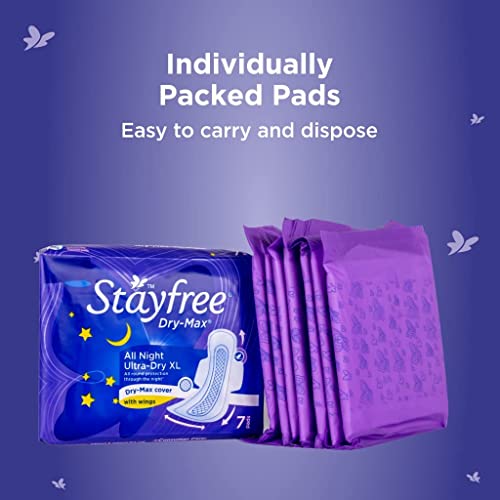 Image of Stayfree Dry Max All Night Sanitary Napkins for women, 28 Pieces