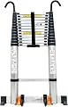 Telescoping Ladder, Telescoping Aluminum Ladder - Lightweight Extension Ladder with Hooks for Rooftop Tent Home RV Attic Outdoor Use(5.5m/18ft)
