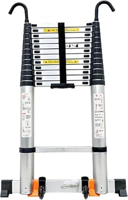 Telescoping Ladder, Telescoping Aluminum Ladder - Lightweight Extension Ladder with Hooks for Rooftop Tent Home RV Attic Outdoor Use(5.5m/18ft)