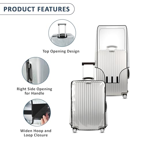Image of Premium Trolley Bag Cover - Stretchable Luggage Cover for Suitcase | Anti-Scratch Travel Bag Protector for Small Bag | Washable & Durable Suitcase Cover for Travel (Transparent, 24 Inch)