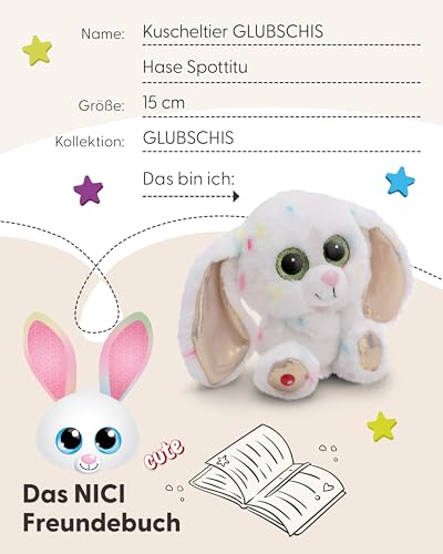 NICI GLUBSCHIS Kuscheltier Hase Spottitu 15cm bunt - Stofftier aus weichem Plüsch, niedliches Plüschtier zum Kuscheln und Spielen, für Kinder & Erwachsene, tolle Geschenkidee - 61453