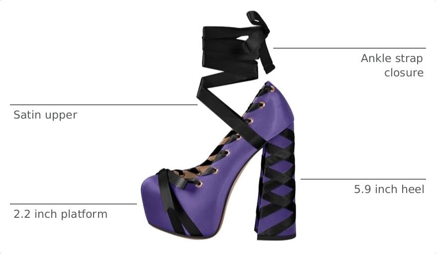 Image of Platform Heels Chunky Bow Ribbon Pumps