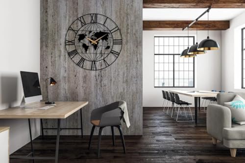 Image of Stylish Metal Analog Wall Clock for Living Room, Bedroom, Office, Kitchen, Home and Hall | Antique Fancy Big Size Modern Wall Watch for Home Decor (DA-3, 50CM)