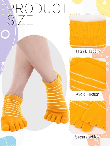 Image of Sintege 5 Pairs Stripe Toe Socks Women Colorful Finger Sock with Toes Separated Ankle Socks for Athletic Running Women Men