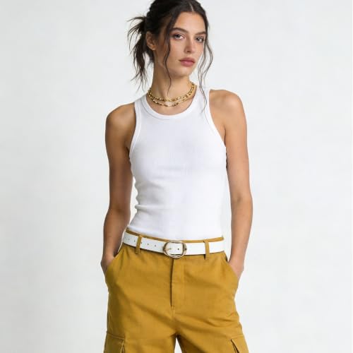 Image of Earnda Women Leather Belt for Jeans Dresses Fashion Buckle Waist Belts