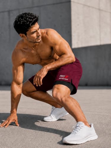 Image of Men's 2-in-1 Dual Layer Workout Shorts with Compression Liner, Phone Pocket, Quick-Dry Athletic Running Shorts for Gym, Training, Sports & Fitness