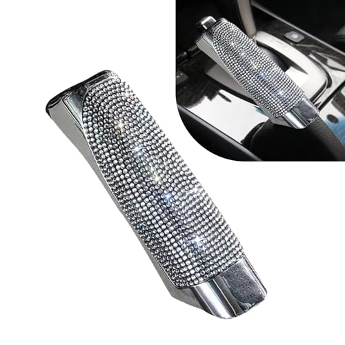 Opuweiy Car Handbrake Cover, Bling Anti-slip Handbrake Protector, Parking Brake Lever Decorative Protector, Universal for Most Cars (White)