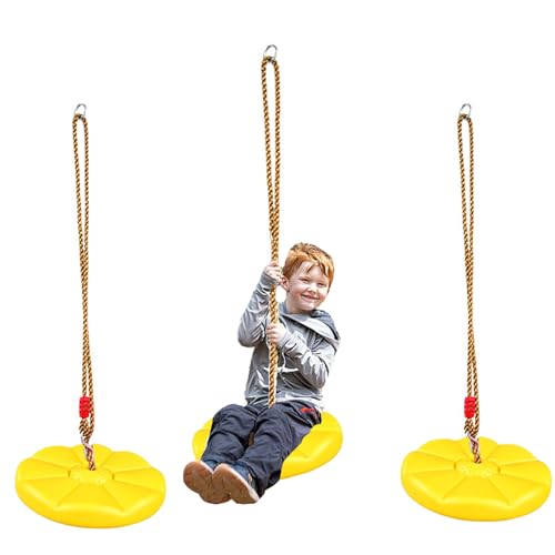 Aszaui Columpio Jardin Exterior,Columpios Infantiles,Cuerda de Escalada Columpio para Niños y Adultos Columpio de Escalada para Interiores y Exteriores,hasta 150 kg (Amarillo)