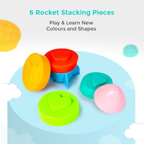 Image of Ratna's Rocket Stacker Educational Toy, Bright & Engaging Design, Colourful Stacking Rings Ideal for Color & Size Recognition, Perfect Toy for 1 Year Old