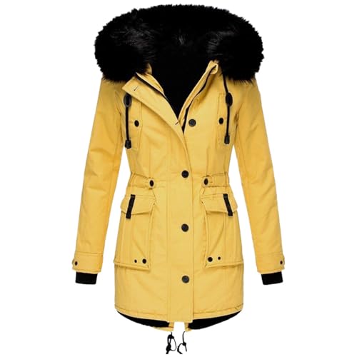 Manteau en coton pour femme veste matelassée longue mi-saison avec capuche