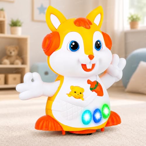 Image of Zest 4 Toyz Musical Toy for Kids with Lights and Music Dancing Squirrel Walking Motion Swaying Hands Blinking Eyes Battery Operated Sound Toy for Boys & Girls Age 3+ (Random Color)
