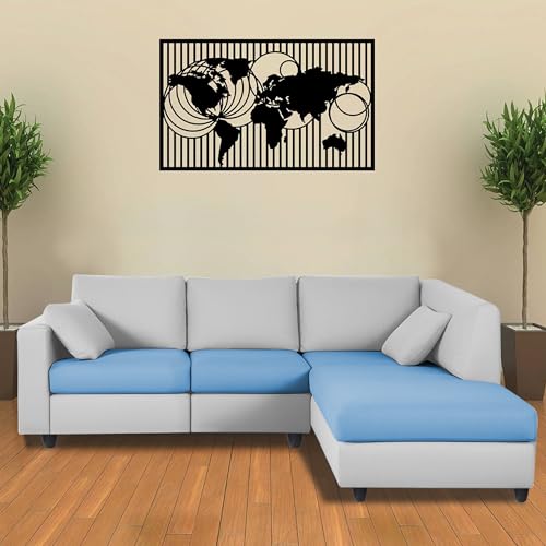 Image of Florian RHS 4 Seater L Shape Sofa Set for Living Room (Turquise Grey Fabric) Premium Fabric Sofa