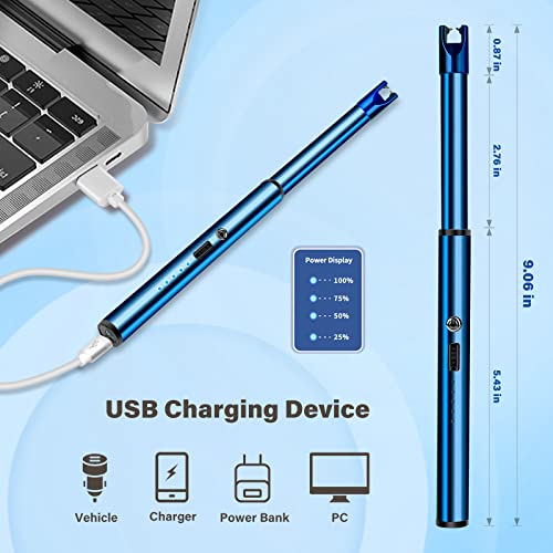 Image of Candle Lighter Long Neck Windproof Electric Arc Lighter for Gas Stove Fireplace BBQ Kitchen Grills(Blue)