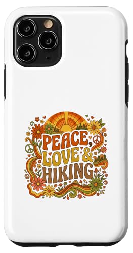Peace Love Hiking Retro Sunset Hiking Mom Outdoor Trekking �X�}�z�P�[�X iPhone 11 Pro �p