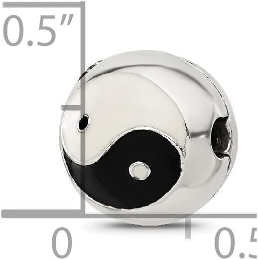 JewelryWeb 10.8mm 925 Sterling Silver Reflections Enameled Yin Yang Hinged Bead Charm Pendant Necklace for Women - Image 2