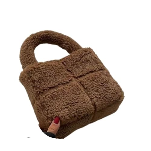 Sac fourre-tout fluffy en fourrure marron pour femme grand sac à main