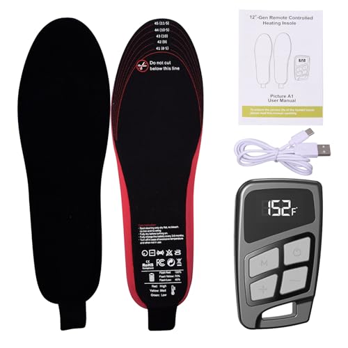 Suelas calentadas de Zapato 3500mAh - Insertos térmicos Recargables para el Invierno | Plantillas de Calor de 3 etapas con Control Remoto para Trabajos al Aire Libre, Motociclismo, esquí, Campamento,