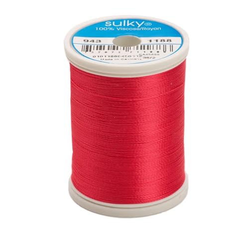 Hilo de rayón Sulky King 40 Weight 850 Yds Rojo Geranio miniatura 1