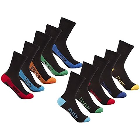 Street Essentials Boys Socks with Coloured Toes & Heels 10 Pack Days Multi 6-8.5 Cover
