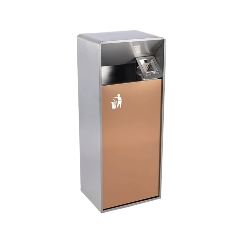Küchenabfalleimer Mülltonne for den Außenbereich, farbenfrohe quadratische Metall-Mülltonne mit seitlicher Öffnung, moderne Haushalts-Mülltonne (mit Aschenbecher), 19 l/40 l Mülltonnen(Groß)