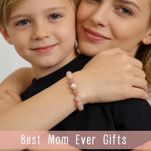 Image of Quietsun Trendy Gifts for Her-Positive /Love /Joy Natural Crystal Bracelets for Girls /Teens /Adults-Adjustable /Handmade-Gift Box Packing