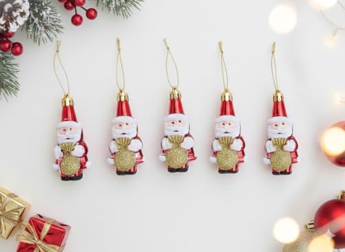 Image of 5Pc Santa Christmas Decoration Combo Pack | Items for Home & Office | Festive Hangings, Tree Ornaments | PoPo Toys