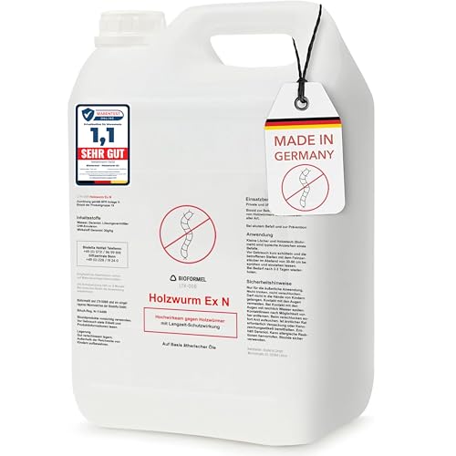 BIODELTA Holzwürmer-Ex Spray - Holzwürmer vertreiben - Holzwurmmittel mit Langzeitschutz - Woodworm treatment - Schluss mit Holzwürmer (5 L)