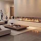 Kamin mit Wasserdampfeffekt, 3D-Wasserdampfkamin mit 9 einstellbaren Flammeneffekten, Rahmen aus gebürstetem Edelstahl, 3 mm ultraflaches Einbaumodell für Festliche Atmosphäre, Dekoration für die Fe